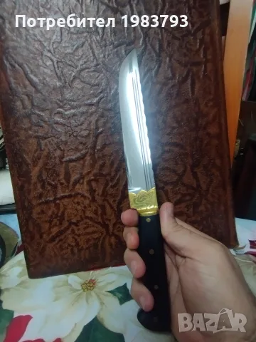 Красив ловен майсторски нож,закален, дръжка кориан., снимка 2 - Ножове - 55316152
