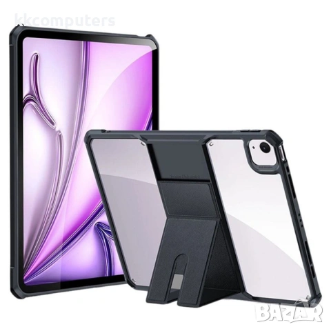 XUNDD калъф за iPad Air 13 (2026-2024) & Pro 12.9 – TPU+PC, подставка, Airbag, протектор – черен