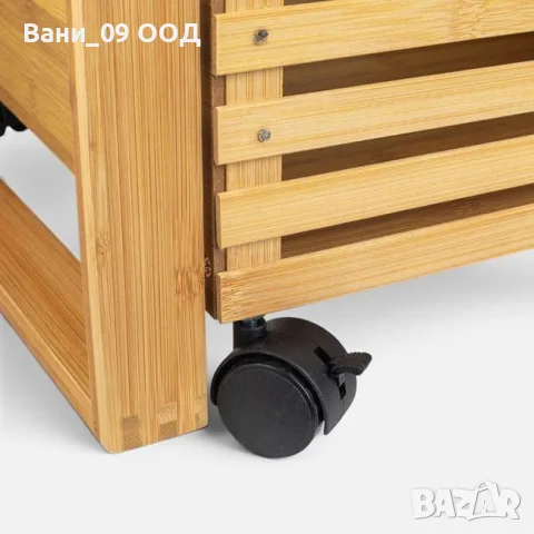 Бамбукова пейка с 2 шкафа за съхранение, снимка 3 - Шкафове - 55667578