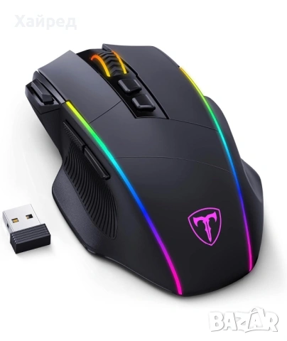 Нова Безжична геймърска мишка, 3 режима - 2.4G/USB-C/Bluetooth 6 нива 10000DPI Chroma RGB подсветка 