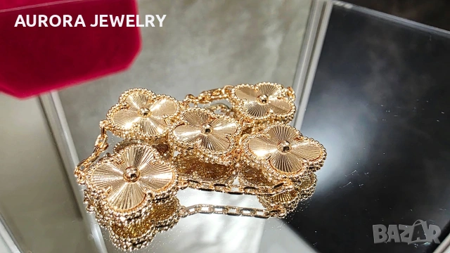 Van Cleef & Arpels VCA 5 Motifs Rose Gold Clear Vintage Alhambra Дамска Гривна, снимка 4 - Гривни - 54062297