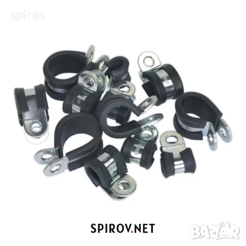 P‑скоба за кабели и маркучи метална с гумена подложка (6–70 mm)