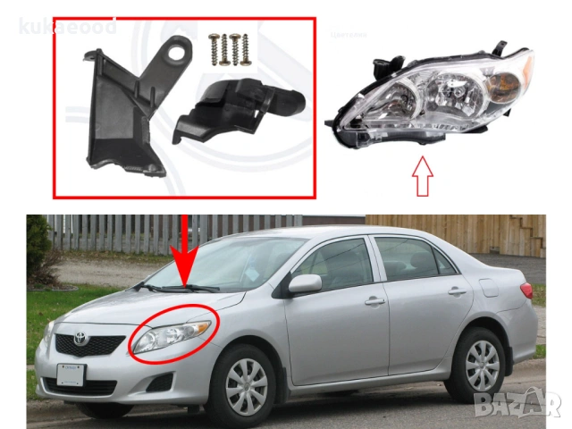 Комплект щипки за захващане на фар Toyota Corolla E140/E150, снимка 3 - Части - 54193154