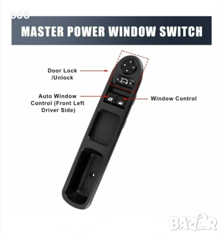 Превключвател за автомобилни стъкла за Peugeot 207 и Citroen C3 Picasso , снимка 2 - Аксесоари и консумативи - 54090677