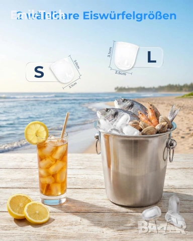 Нова машина за лед – 8 кубчета за 6 мин, 2 размера, самопочистване, снимка 10 - Други - 53949137