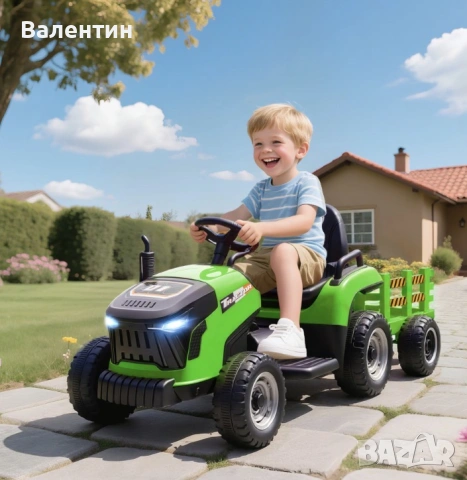 Детски електрически трактор с ремарке 12V, снимка 2 - Електрически играчки - 55133883