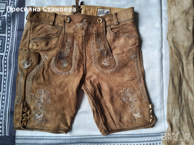 Автентични баварски кожени панталони (Lederhosen) – Alpin и Wild & Wald, Естествена кожа, снимка 9 - Къси панталони - 54640058