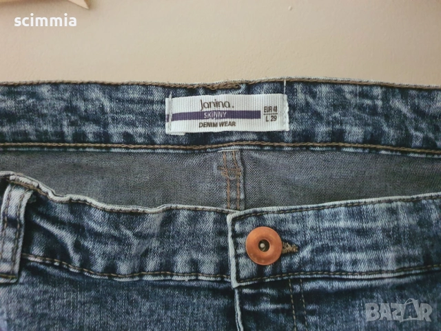 Мъжки skinny дънки Janina XL L29, сини с износен ефект, много добро състояние, снимка 6 - Дънки - 54606254