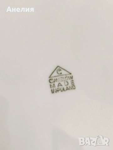 Черно/сива роза и платинен кант Cmielow Poland ! Стил! , снимка 10 - Чинии - 54156528