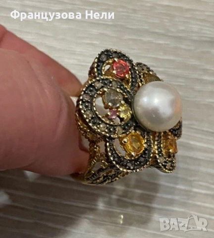 Пръстен от 9 к злато и 925 сребро, снимка 2 - Пръстени - 54349224