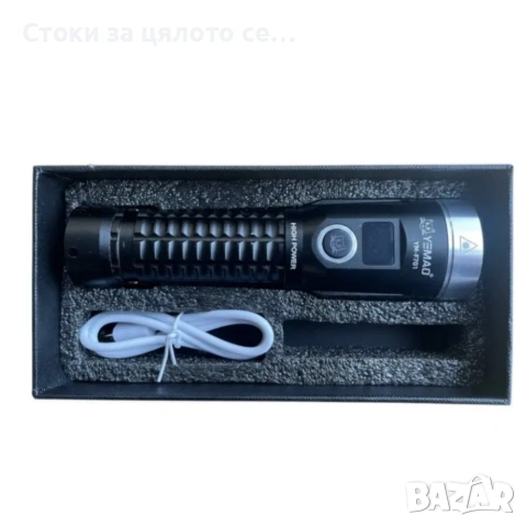 LED фенер YEMAO със зелен лазер, USB и дисплей, снимка 2 - Прожектори - 55086441