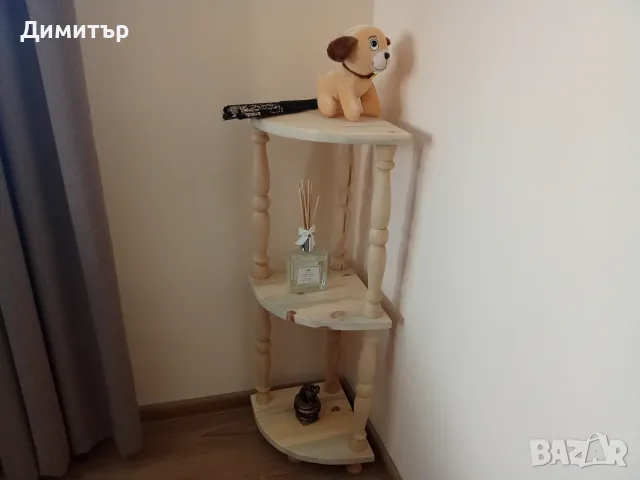  Ръчно изработена ъглова етажерка ( НАТУРАЛНА ) !, снимка 2 - Етажерки - 55654237