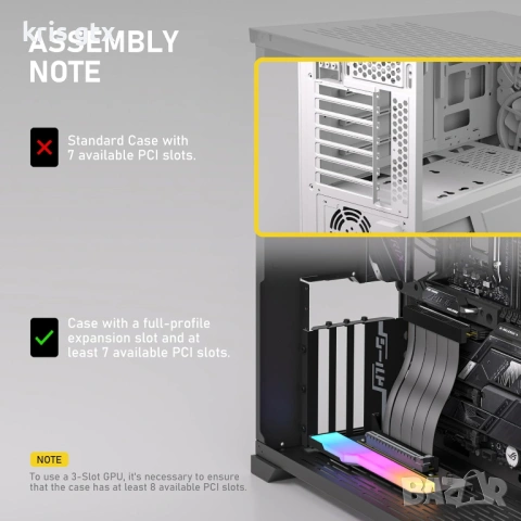 Брекет за вертикален монтаж на GPU EZDIY-FAB RGB PCIe 4.0 Riser Cable 90° White ARGB, снимка 5 - Видеокарти - 54391632
