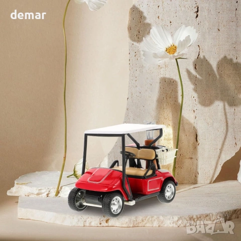Миниатюрна играчка - голф количка, лят модел голф количка в мащаб 1:36, червена, снимка 7 - Коли, камиони, мотори, писти - 54105586