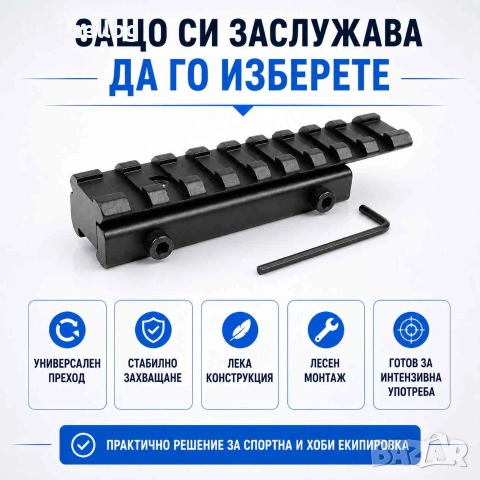 Шина прикачване към уивър база пикантини адаптер монтаж релсова основа еърсофт ловна пушка въздушна, снимка 6 - Оборудване и аксесоари за оръжия - 24203576