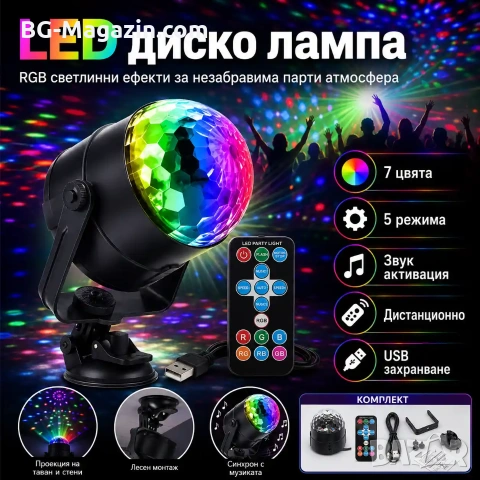LED диско лампа топка крушка проектор осветление прожектор за домашно парти детско купони събирания
