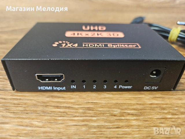 HDMI Сплитер 1x4 (4K x 2K, 3D, UHD) – За 4 Екрана Едновременно, снимка 4 - Друга електроника - 54818401