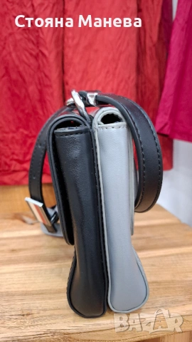 НОВА! Оригинална Двулицева Чанта Tommy Hilfiger (Черна/Сива), снимка 3 - Чанти - 54783274