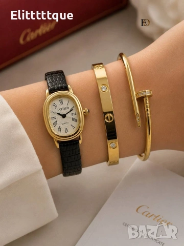 комплект часовник и гривни от висококачествена стомана cartier , снимка 7 - Гривни - 54904475