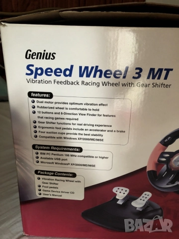 Геймърски волан Genius Speed Wheel 3 MT Windows XP, снимка 13 - Аксесоари - 55320823