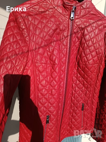 Червено кожено дамско яке естествена кожа 