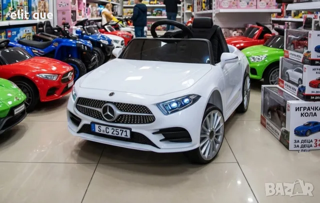 Бяла акумулаторна кола Mercedes Benz CLS350 с кожена седалка 12V