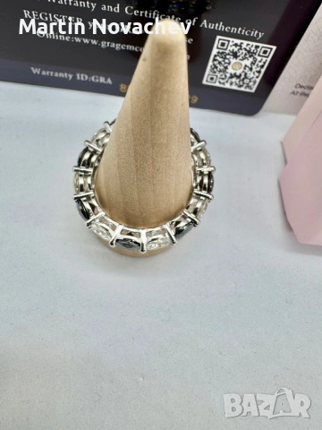 Сребърен пръстен с мойсанит (Диамант) 7.5 карата, снимка 5 - Пръстени - 54343490