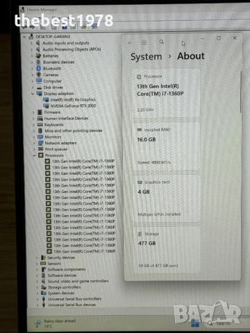 16 Dell Vostro 5630`Core i7-1360P/RTX 2050/16GB DDR5/512GB NVMe/WUXGA IPS 1920x1200/Гаранция, снимка 7 - Лаптопи за игри - 54441606