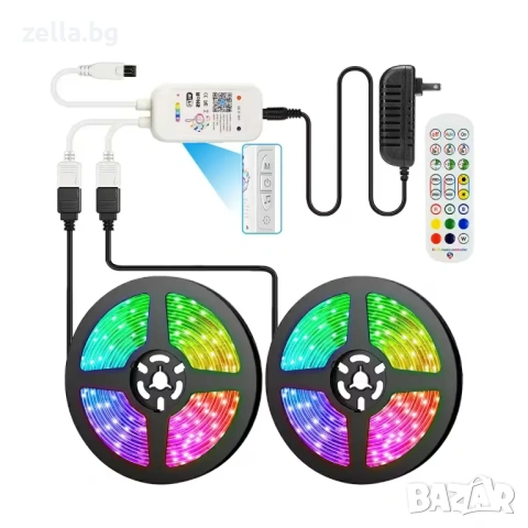 Smart WiFi RGB LED контролер Tuya, дистанционно с 24 бутона, димер, музикален и гласов контрол 10332, снимка 5 - Друга електроника - 54672329