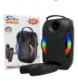 Преносима Bluetooth караоке колона ZQS-W4110 с 2 безжични микрофона,RGB светлини, FM радио, USB, AUX, снимка 4