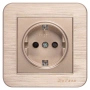 Единичен електрически контакт DeTech DE-9223-42 с рамка, Шуко, 16A, 250V, IP20, за вграждане, златис, снимка 1