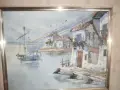 Стар морски пейзаж масло на платно. Подписана испанска творба с дървена масивна рамка , снимка 4