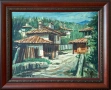 Картина, стари къщи, 1975 г., худ. Б. Грудев (1928-2018), снимка 1