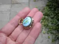  ПОЗЛАТЕН ДАМСКИ ДЖОБЕН ЧАСОВНИК ЧАЙКА МЕДАЛЬОН ПОРЦЕЛАН РУБИН , снимка 7