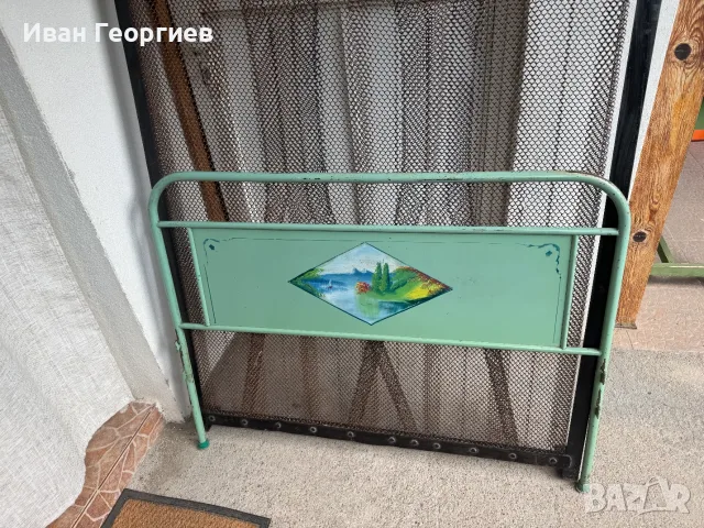 Винтидж легло 190х110 см с пружина, метални табли и дюшек, снимка 4 - Спални и легла - 55403602