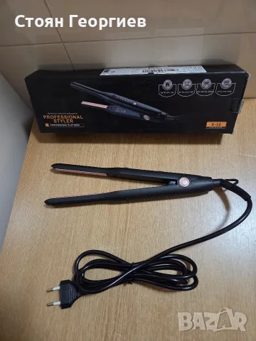 Професионална преса за коса S-32 Professional Styler с черни плочи и розов акцент.
