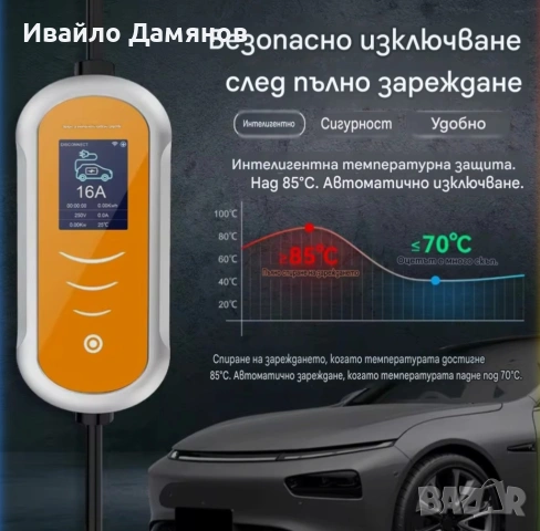 #Зарядно за електромобили ШУКО type 2 APP 5м Мобилно зарядно Преносимо зарядно3.5KW 16A Зарядно, снимка 5 - Аксесоари и консумативи - 54396562