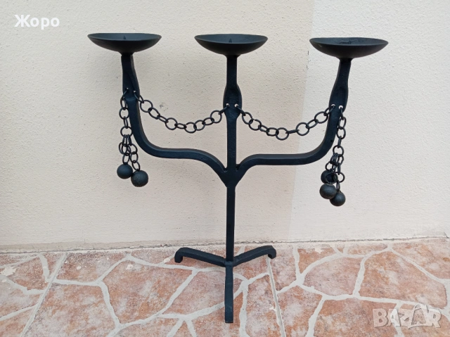 старинни ръчно изработени свещници свещник, снимка 3 - Антикварни и старинни предмети - 54220375