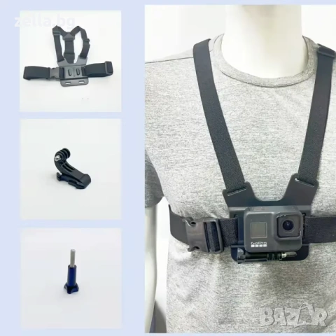 Регулируем нагръден колан за телефон и GoPro – Chest Mount за екшън кадри, колоездене и влог 10361, снимка 6 - Аксесоари за велосипеди - 54683886