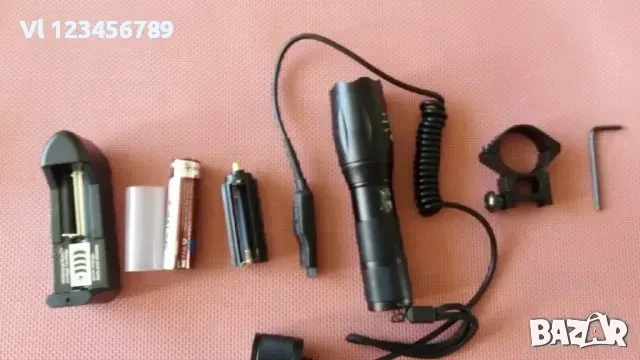 Ловен LED акумулаторен фенер BL-1831 + изнесен спусък+стойка , снимка 3 - Оборудване и аксесоари за оръжия - 54007564