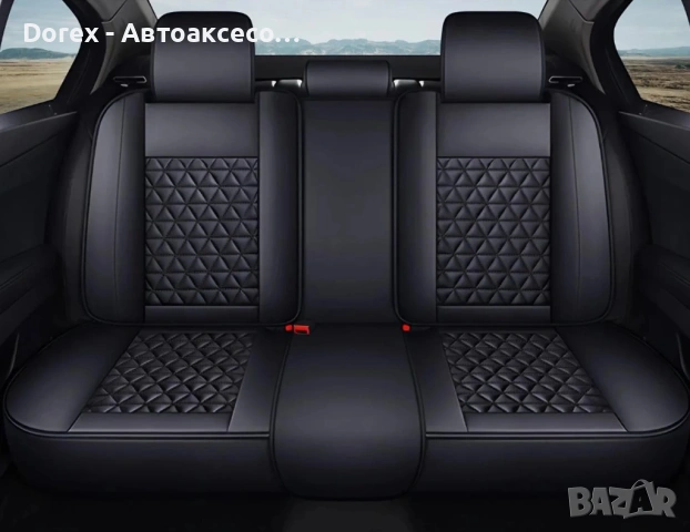 Луксозна универсална кожена тапицерия с лумбална опора за предни и задни седалки, черна, снимка 3 - Аксесоари и консумативи - 54216712