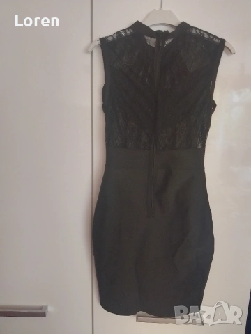 💄💜Като нова!💄💜Рокля бандаж с черна дантела , снимка 4 - Рокли - 54880983