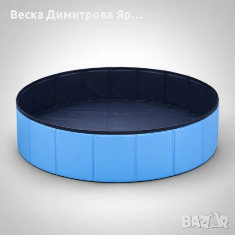 Сгъваем охлаждащ басейн за кучета 60x20 см - Здрав PVC, без надуване, за къпане, игра и разхлаждане