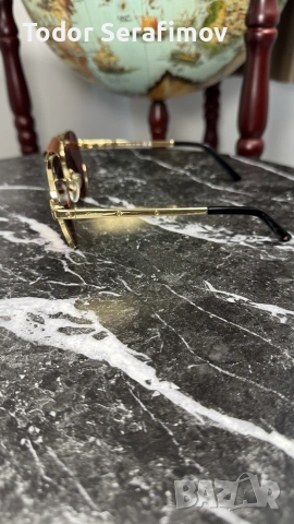 Слънчеви очила Cartier Santos Dumont Aviator Gold / Leather, снимка 2 - Слънчеви и диоптрични очила - 55279307