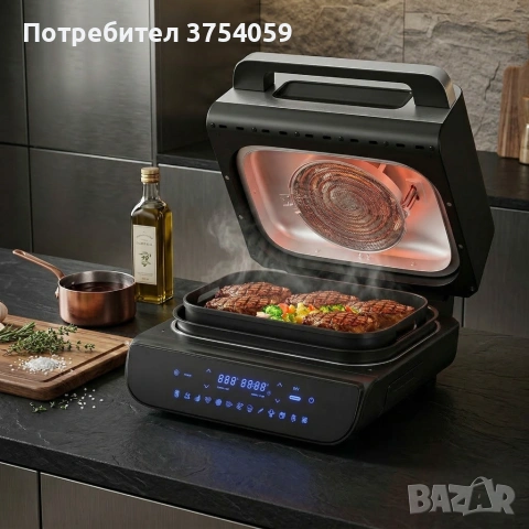 Мултифункционален грил-фритюрник HOMELUX 6в1 с горещ въздух, 1700W, Дигитален сензор, 12 програми