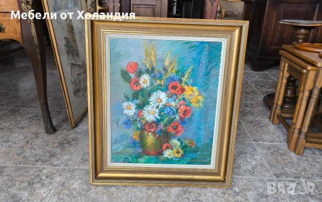 Маслен натюрморт с дървена рамка