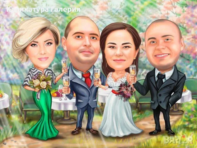 Дигитални Карикатури Портрет Ръчна Рисувана Карикатура Подарък Рожден ден Юбилей Двойка Картини , снимка 9 - Подаръци за сватба - 55639564
