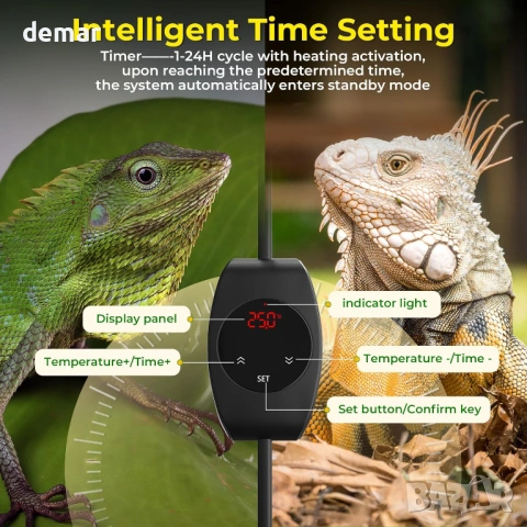 Осветително тяло за костенурки с термостат и таймер, 14 см (без крушка), снимка 3 - Терариуми и оборудване - 54118304
