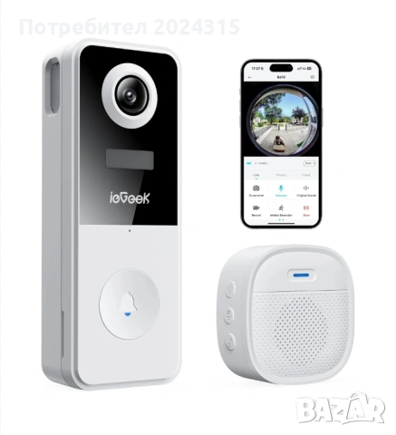 Продавам НОВ Kамера звънец ieGeek Bell J10 WIFI AI– Smart Video Doorbell, снимка 4 - IP камери - 54500501