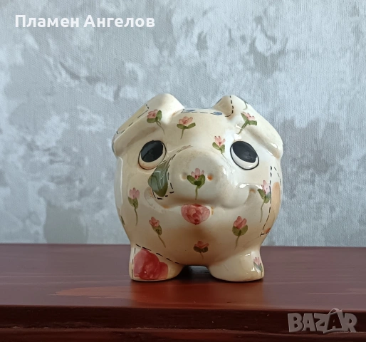 Винтидж керамична касичка"Прасенце" с флорални мотиви 70те-80те години. , снимка 3 - Декорация за дома - 54435618